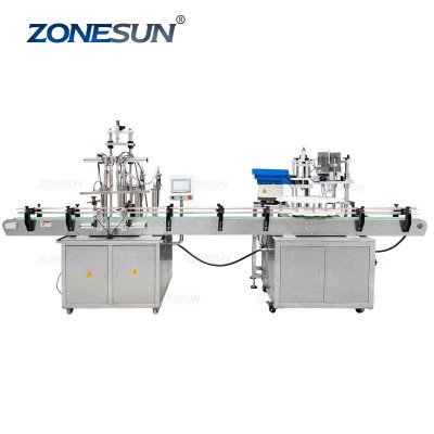 Zonesun Zs-fal180a Electric Glass Perfume Water Nail Polish Plastic Bottle Capping Automatic Filling Capping Packing Machine